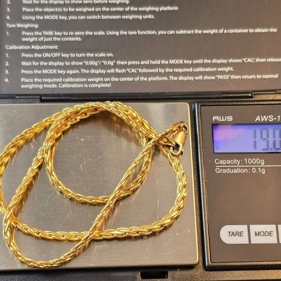 Gold Filled 1/20 Wide Wheat Rope Chain Necklace 20" Lobster Clasp Jewelry JJ4157 - Picture 8 of 8